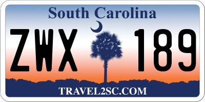 SC license plate ZWX189