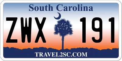 SC license plate ZWX191