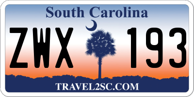 SC license plate ZWX193
