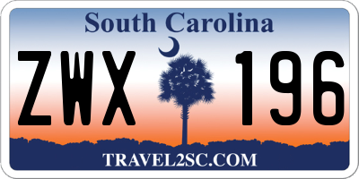 SC license plate ZWX196