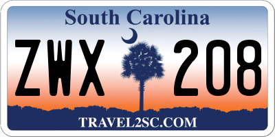 SC license plate ZWX208