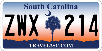 SC license plate ZWX214