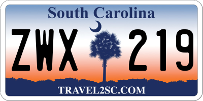 SC license plate ZWX219