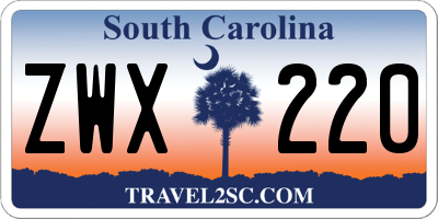 SC license plate ZWX220