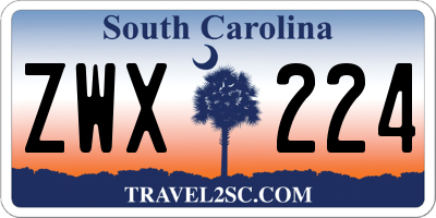 SC license plate ZWX224