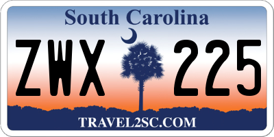 SC license plate ZWX225
