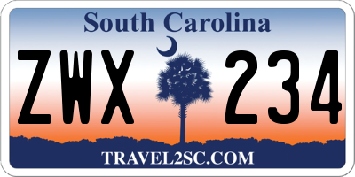 SC license plate ZWX234