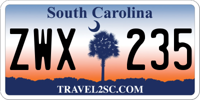 SC license plate ZWX235