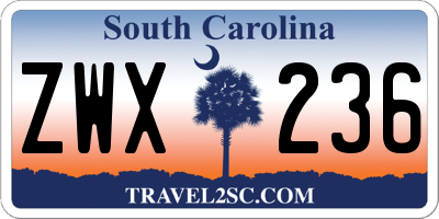 SC license plate ZWX236