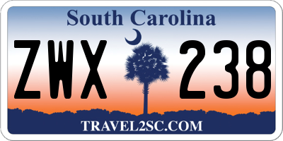 SC license plate ZWX238