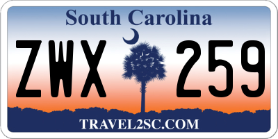 SC license plate ZWX259