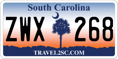 SC license plate ZWX268