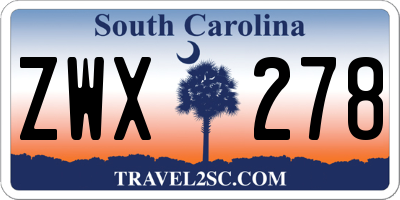 SC license plate ZWX278