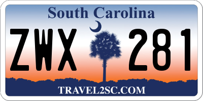 SC license plate ZWX281
