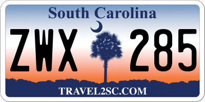SC license plate ZWX285