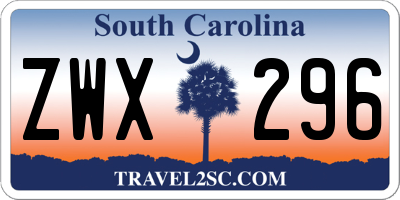 SC license plate ZWX296