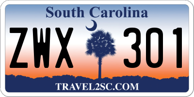 SC license plate ZWX301