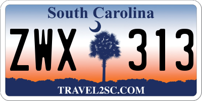 SC license plate ZWX313