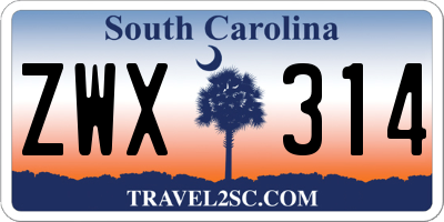 SC license plate ZWX314