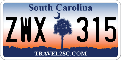 SC license plate ZWX315