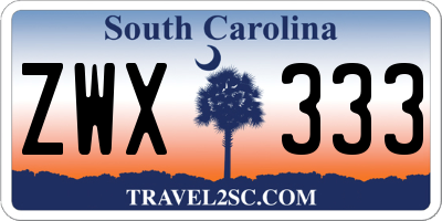 SC license plate ZWX333