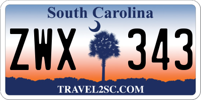 SC license plate ZWX343