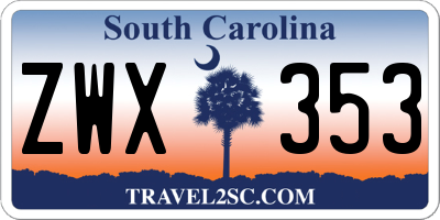 SC license plate ZWX353