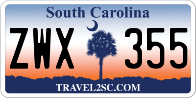 SC license plate ZWX355