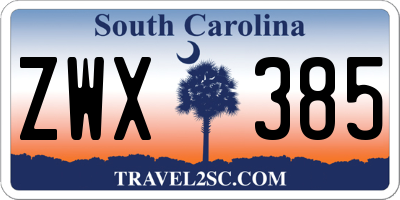 SC license plate ZWX385