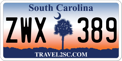 SC license plate ZWX389