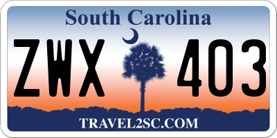 SC license plate ZWX403