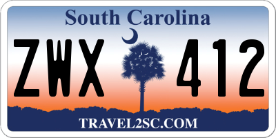 SC license plate ZWX412