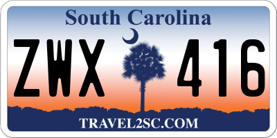 SC license plate ZWX416