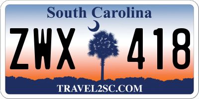 SC license plate ZWX418