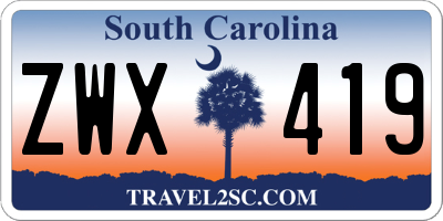 SC license plate ZWX419