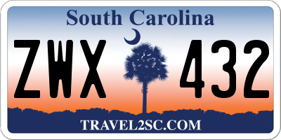 SC license plate ZWX432