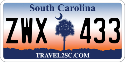 SC license plate ZWX433