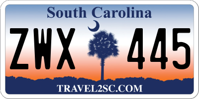 SC license plate ZWX445