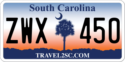 SC license plate ZWX450