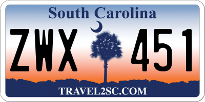 SC license plate ZWX451