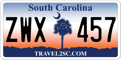 SC license plate ZWX457