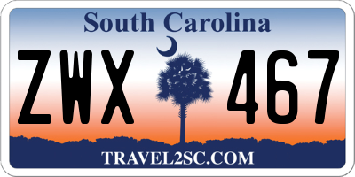 SC license plate ZWX467