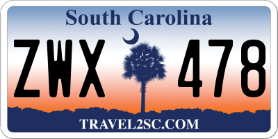 SC license plate ZWX478