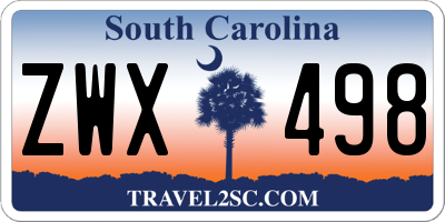 SC license plate ZWX498