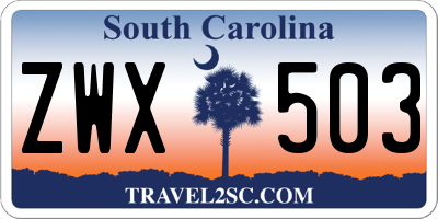 SC license plate ZWX503
