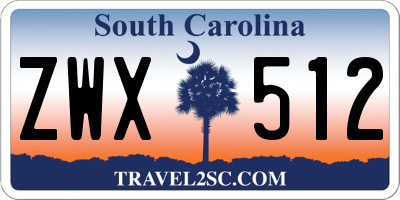 SC license plate ZWX512