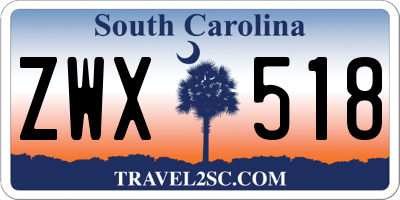 SC license plate ZWX518
