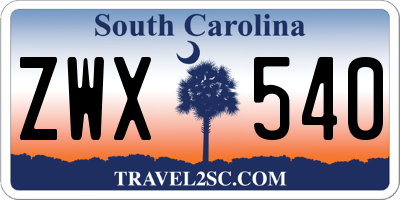 SC license plate ZWX540