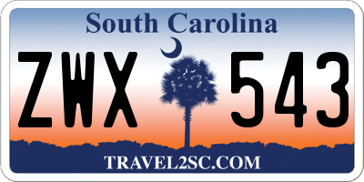 SC license plate ZWX543
