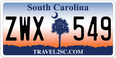 SC license plate ZWX549